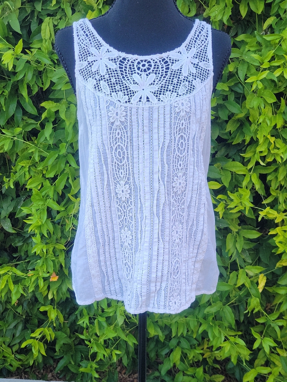 GAP White Boho Beach Crochet-Front & Back Sleeveless Camisole Tank M